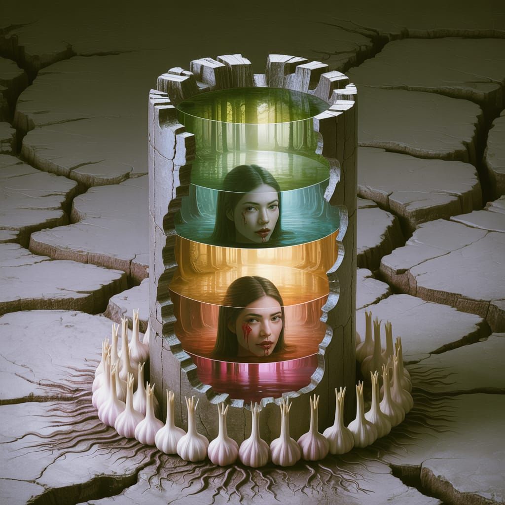 Surreal Fossil Structure With Vampire Inside