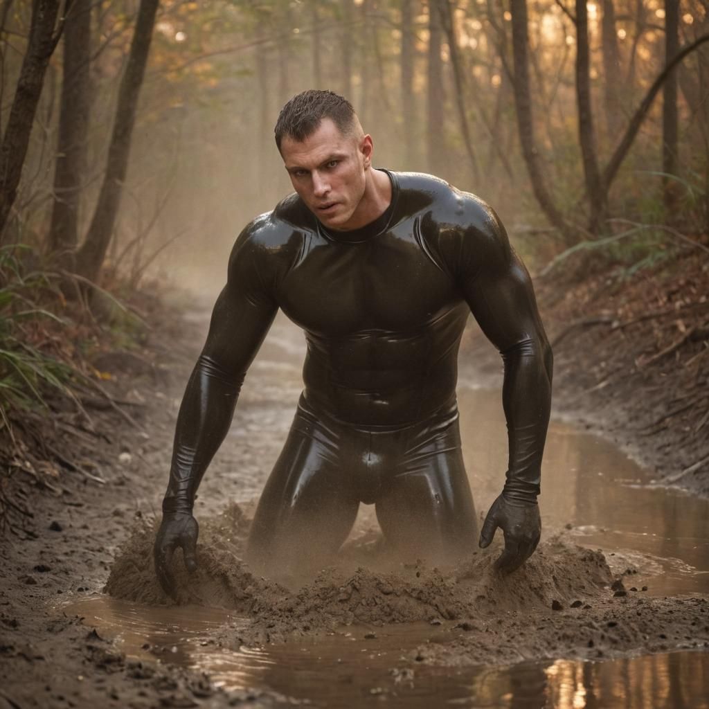 Erotic Quicksand: Sensual Latex in Misty Forest