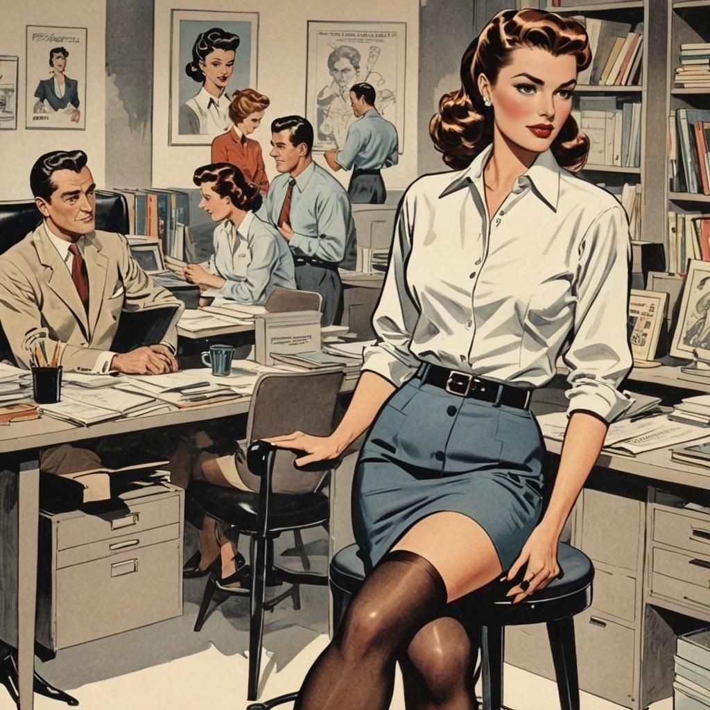 1950s French Lady in Comic Book Style