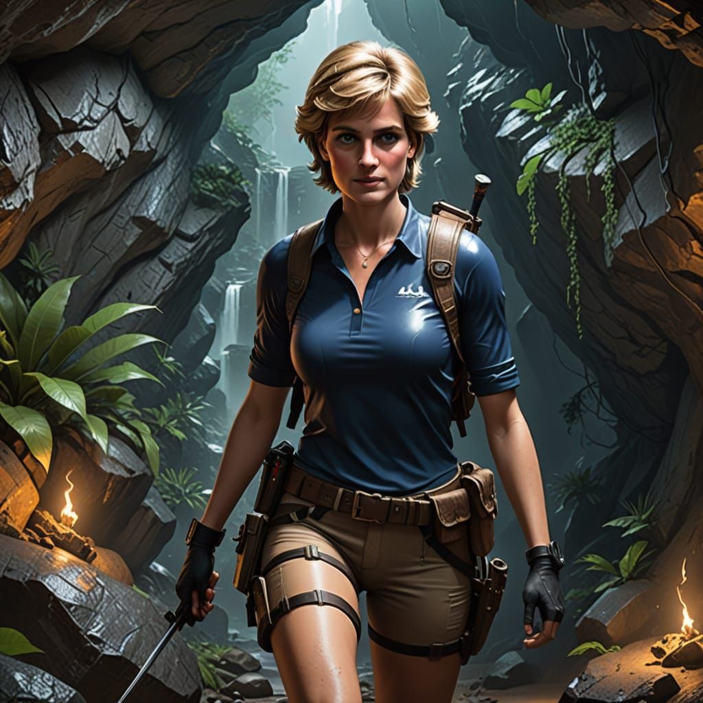 Princess Diana as Lara Croft in Anime Style