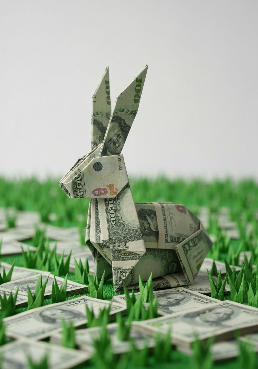 Origami Rabbit Crafted from Paper Money