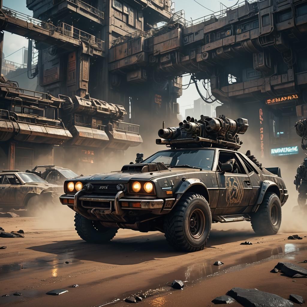 Futuristic Cyberpunk Car in Anime Style