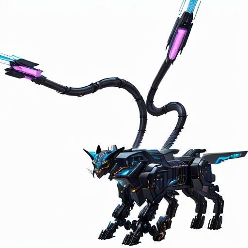 Mechanical Displacer Beast Phase Cat in Cyberpunk Style