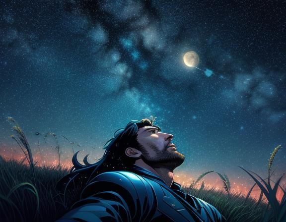 Starry Night Sky in 1980s Anime Style