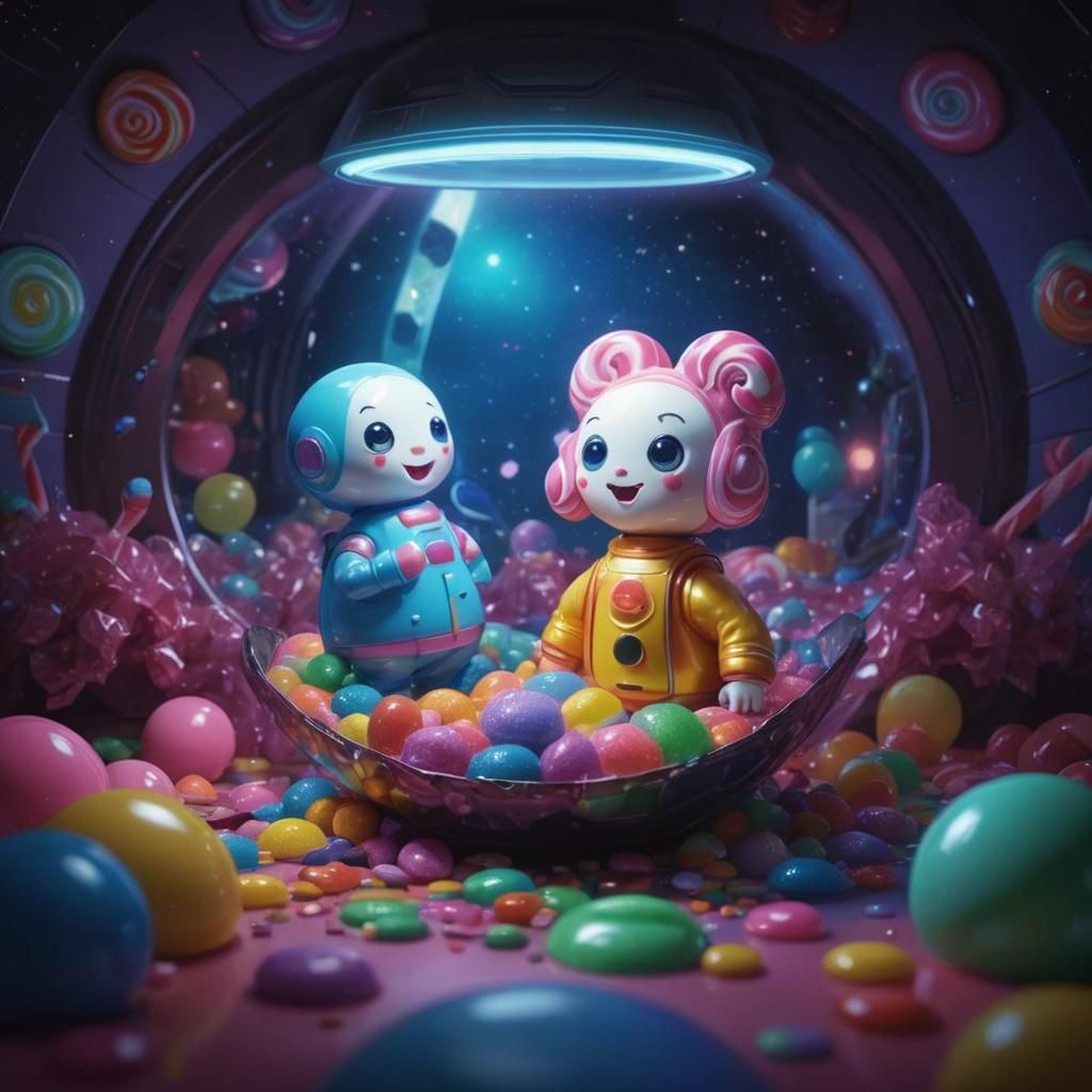 Sci-Fi Scene in Candy Art Style