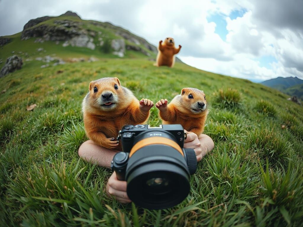 Photographer Ambushed by Angry Marmots in Mountain Pasture