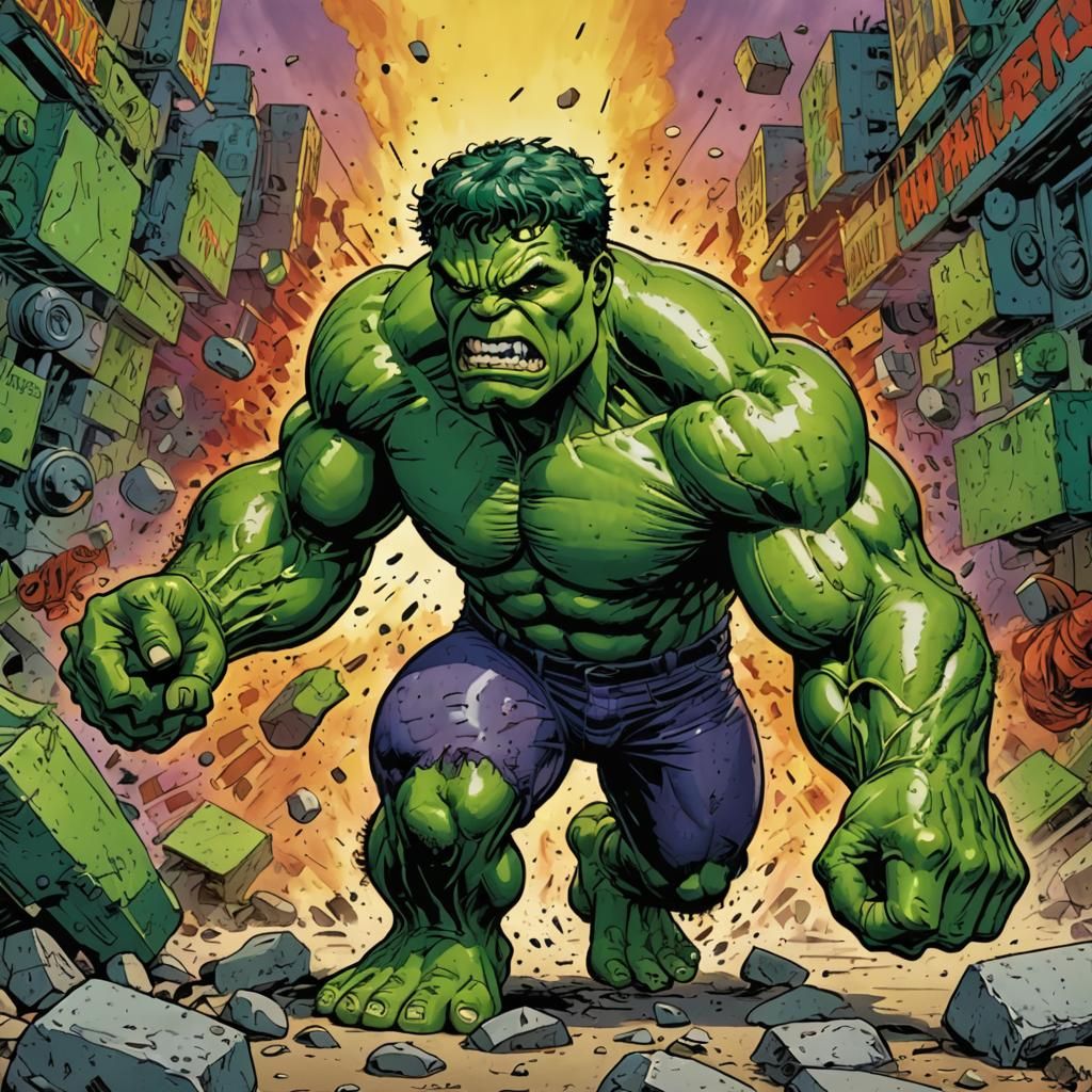 Hulk Smash: Botero-Style Comic Book Art