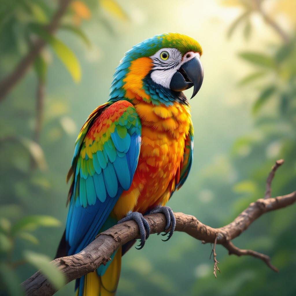 Vibrant Parrot in Detailed Matte Painting Style