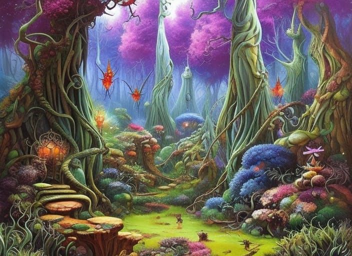 Mystical Fairy Forest with Magical Pond, Digital Art