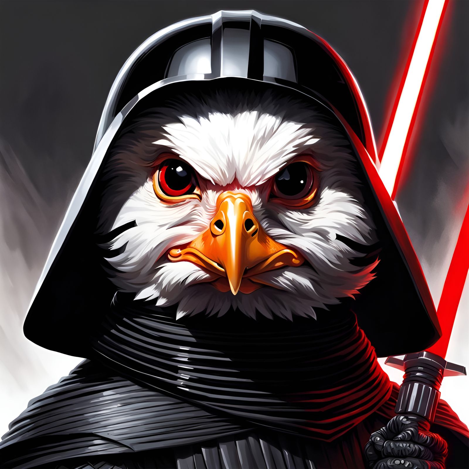 Adorable Hen as Kylo Ren Portrait