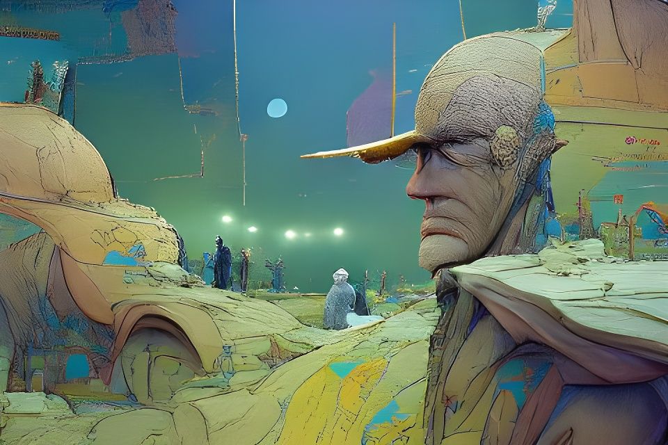 Monumental Statue in Steampunk Style by Moebius