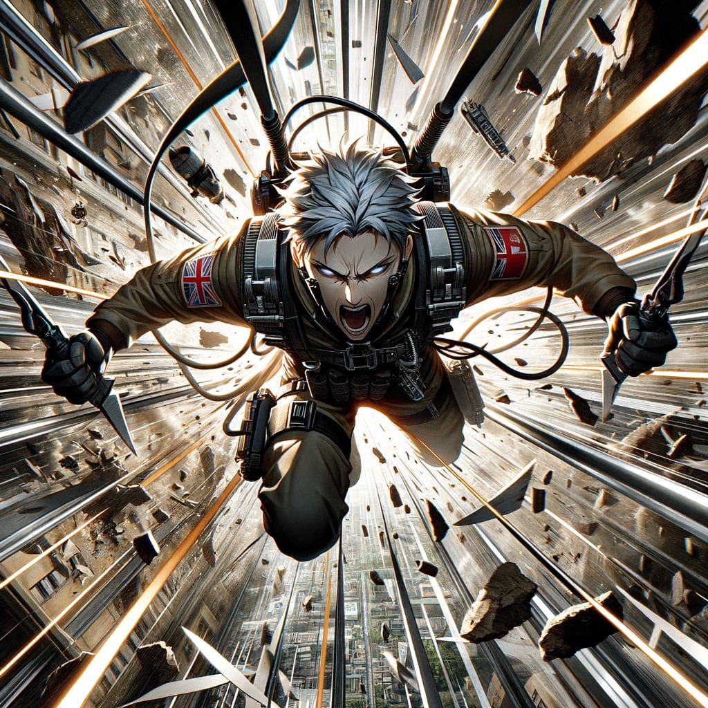 Soldier in Freefall, Blades Extended, Anime Style