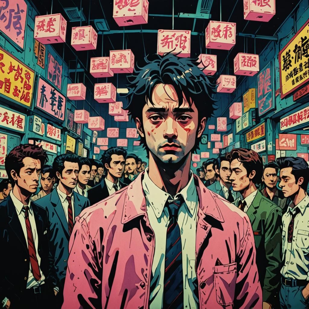 Surreal Anime Fight Club in Distorted Reality