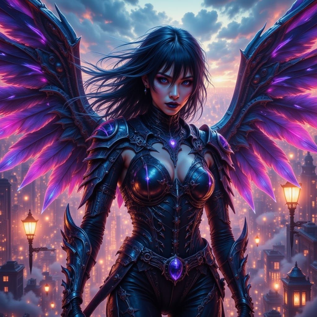 Gothic Character Unleashes Power With Cyberpunk Aura