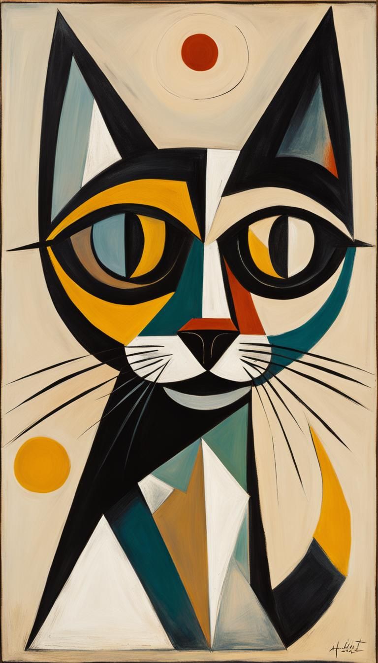 Colorful Cat Portrait with Big Eyes