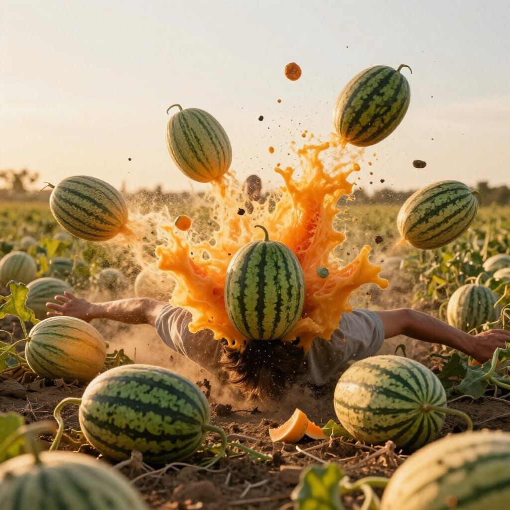 Man Falls Face-First Into Exploding Melons Field at Golden H...