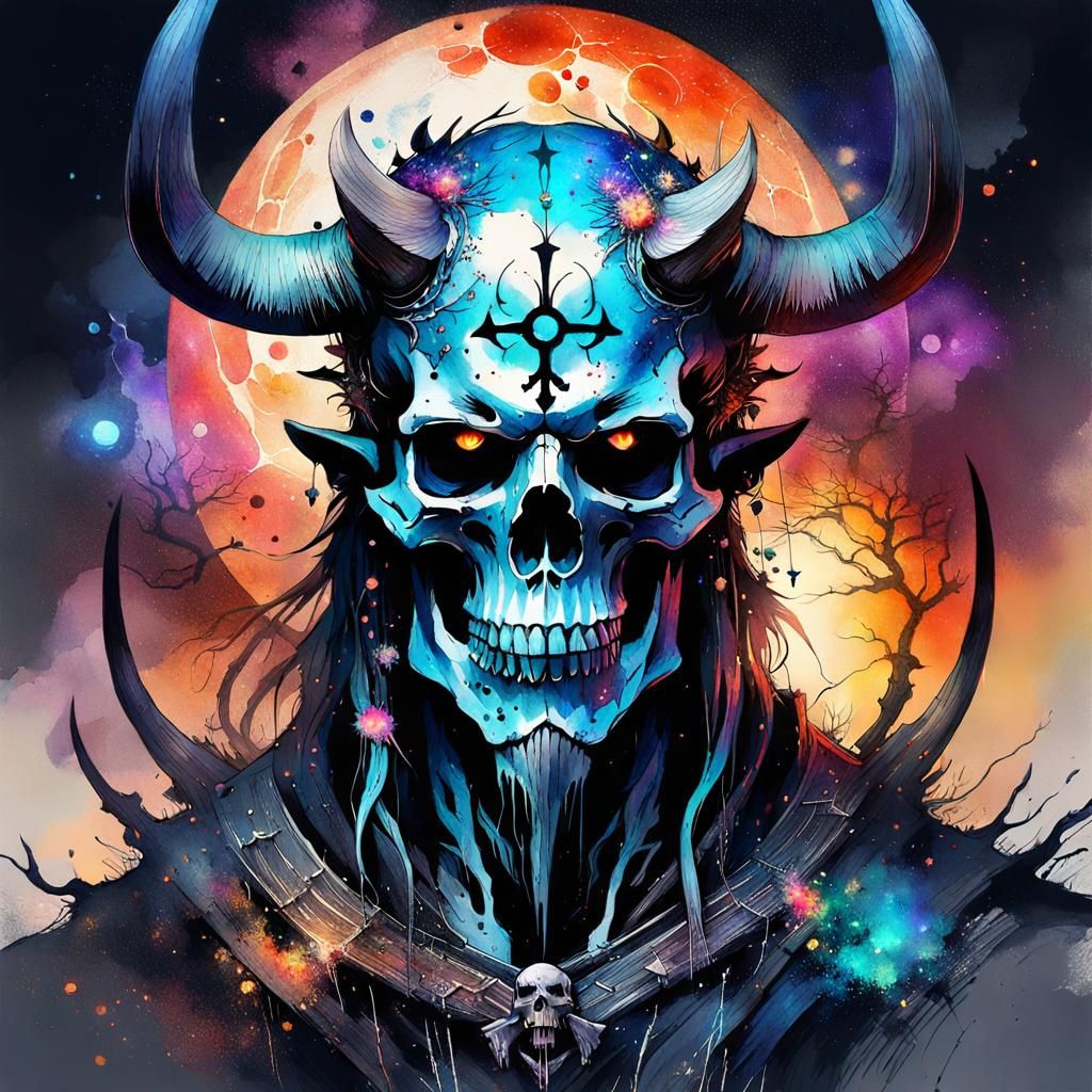 Stunning Undead King in Digital Watercolor Art