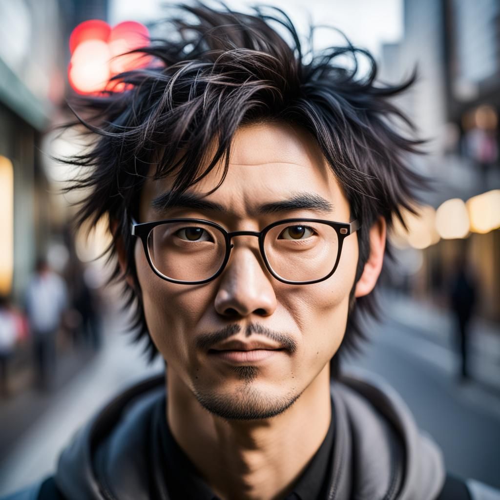 Nerdy Japanese Man Portrait: Professional Photography