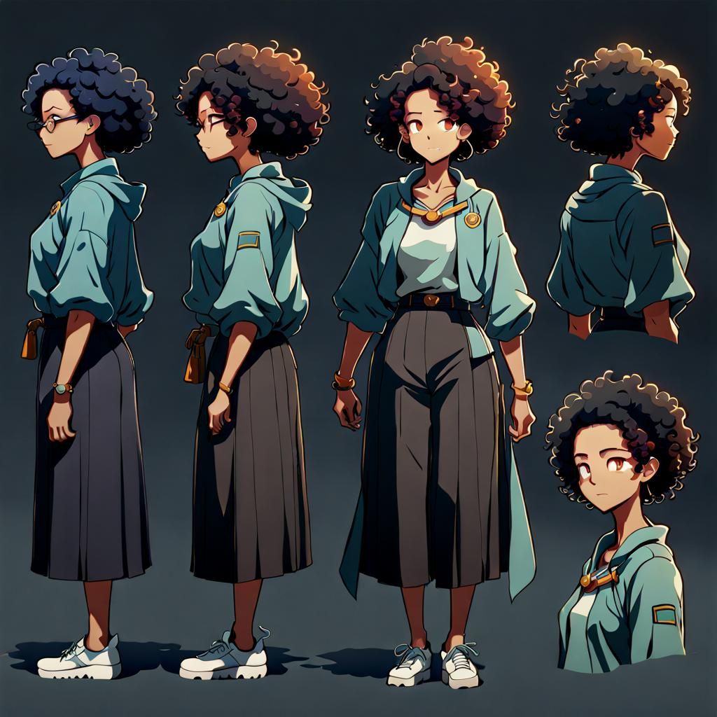 Black Warrior Teacher in Studio Ghibli Style