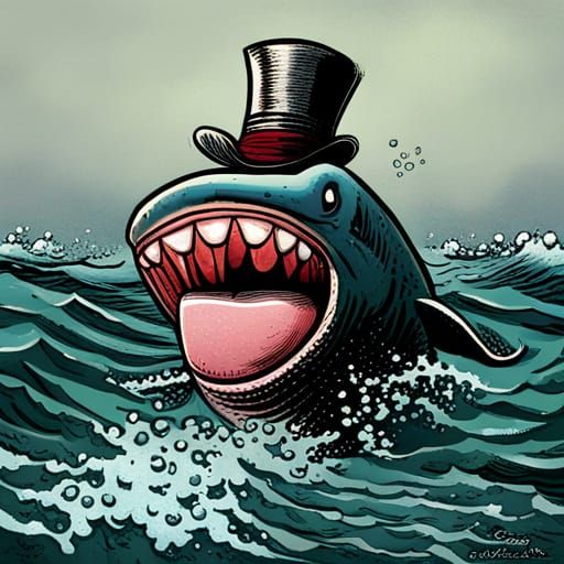 Cartoon Shark in Suit, Comic Book Style