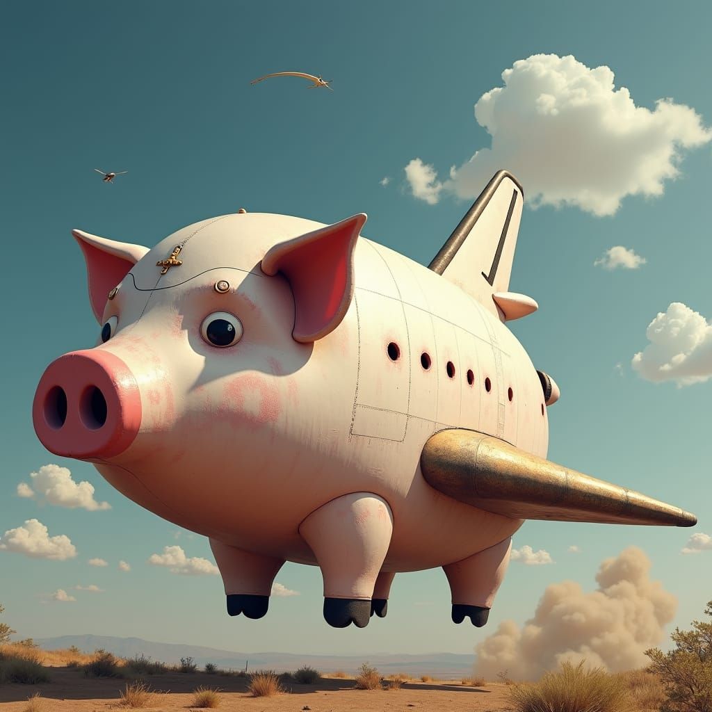 Pig-Shaped Space Shuttle Flies High