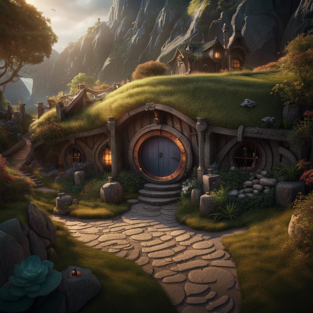 Magical Hobbit Home Labyrinth: Fantasy Concept Art