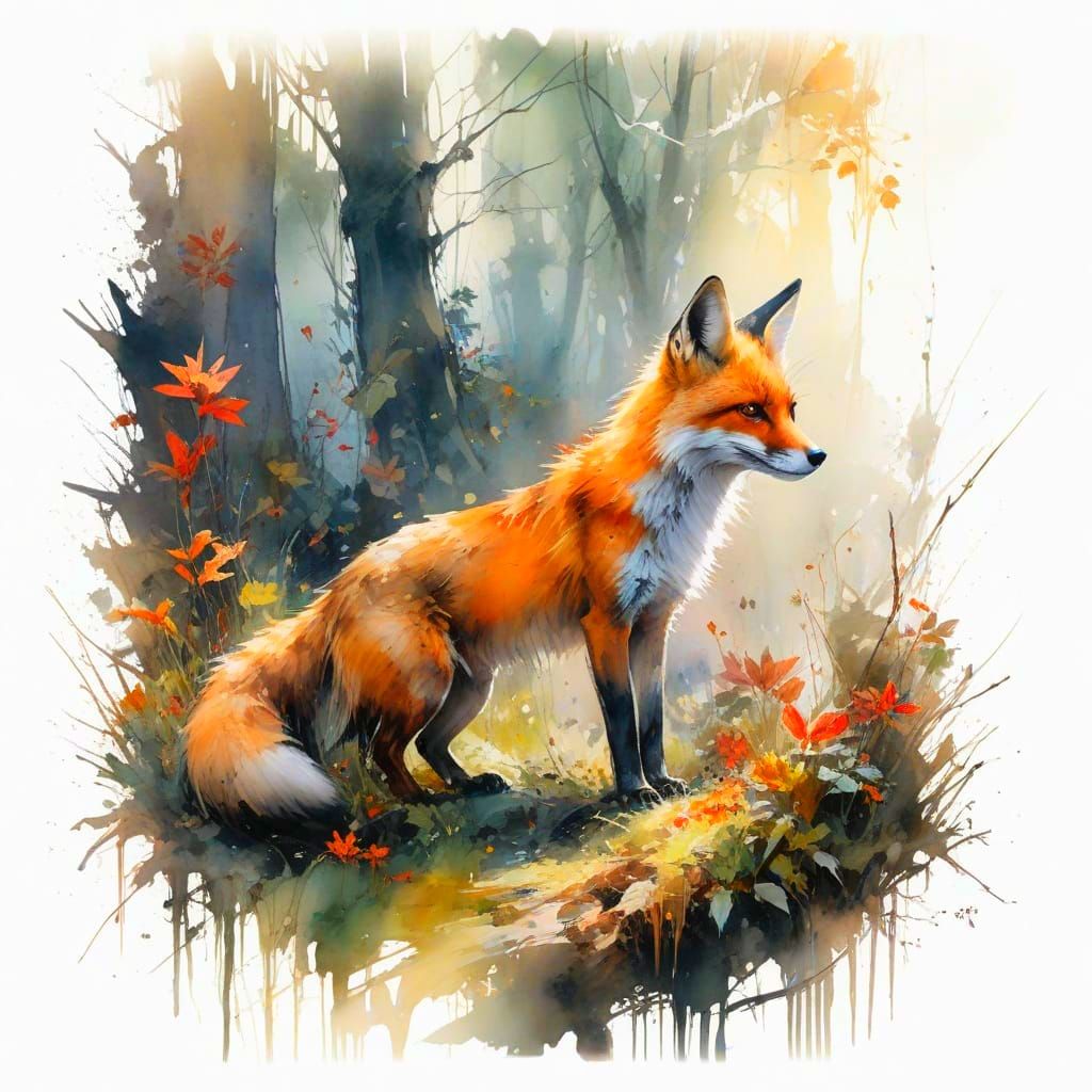 Vibrant Autumn Forest in Enchanted Watercolour