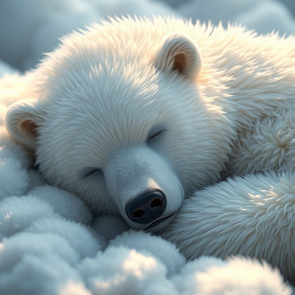 Majestic White Bear in Cloud-Like Fur