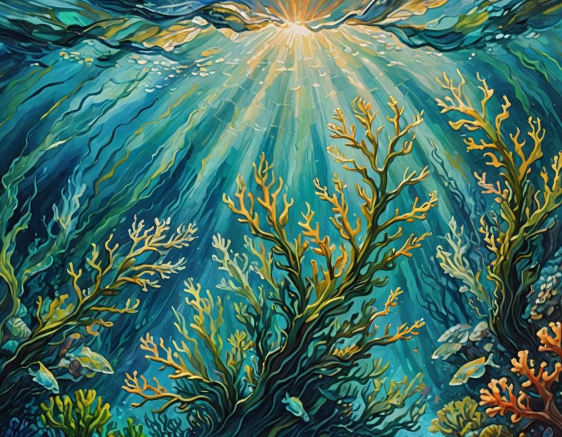 Underwater Coral Reefs: An Impressionist Oil Painting