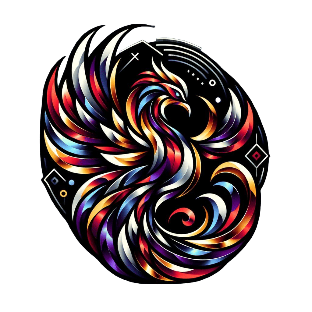 Phoenix Logo with Abstract Design in Bold Colors