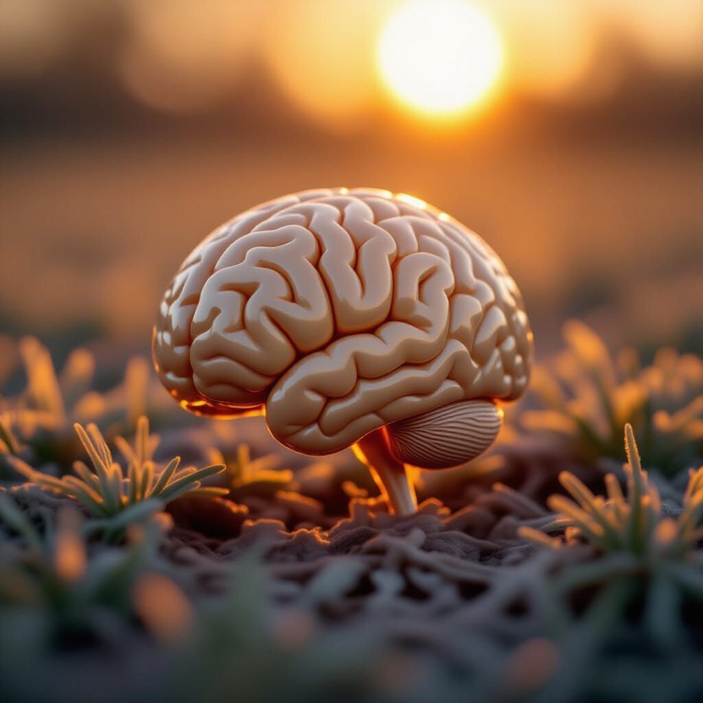 Human Brain with Golden Hour Lighting