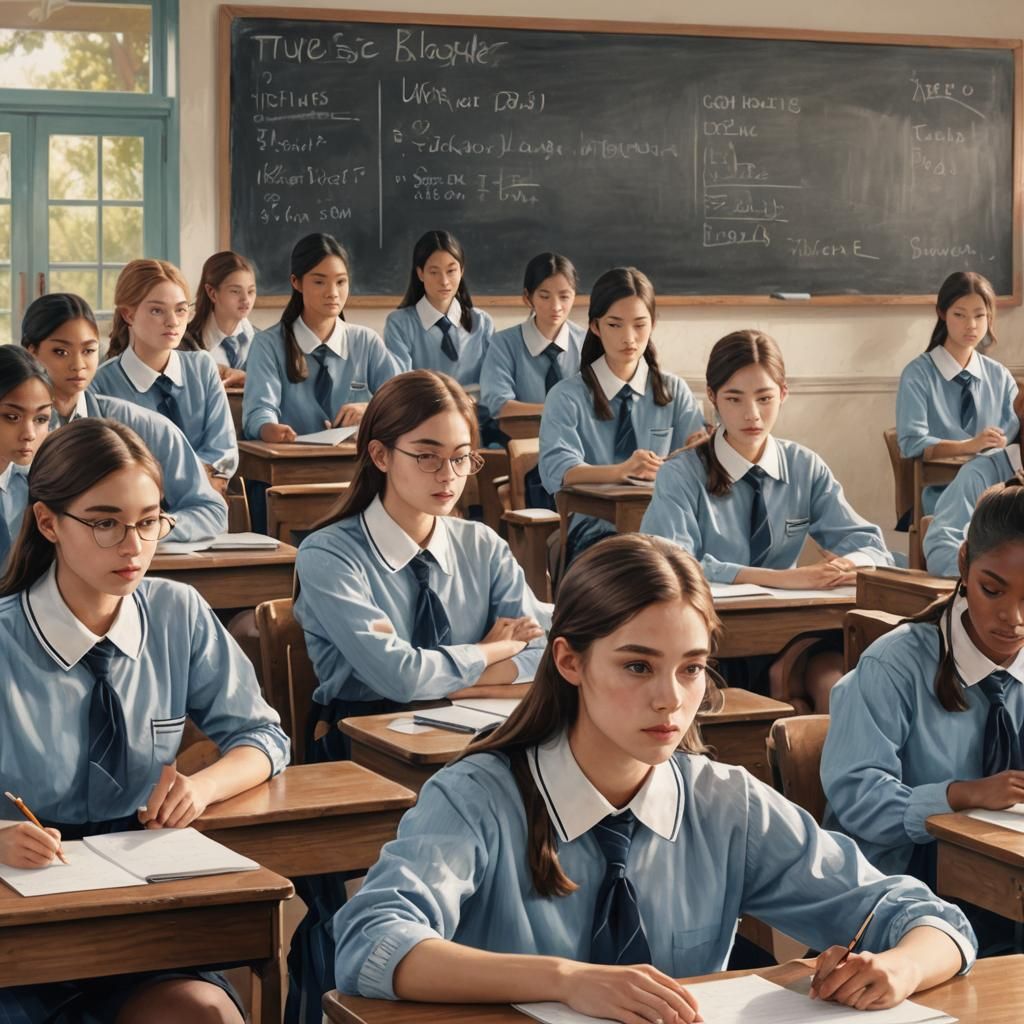 Classroom Scene in Soft Watercolor Style