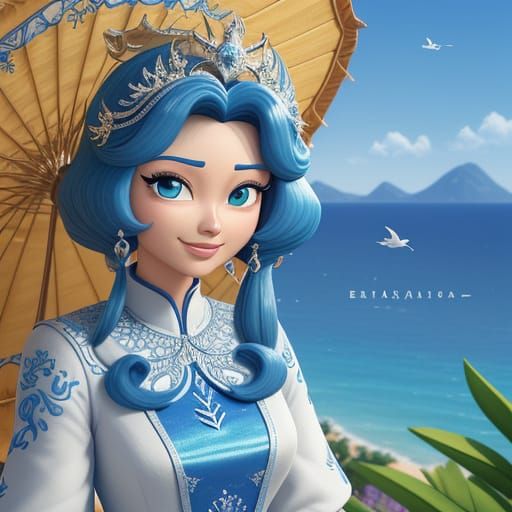 Elderly Chinese Sage in Lotus Pose, Disney Pixar Style