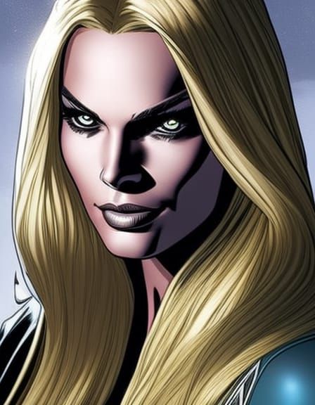 Margot Robbie as Emma Frost: Hyperrealistic Marvel Art