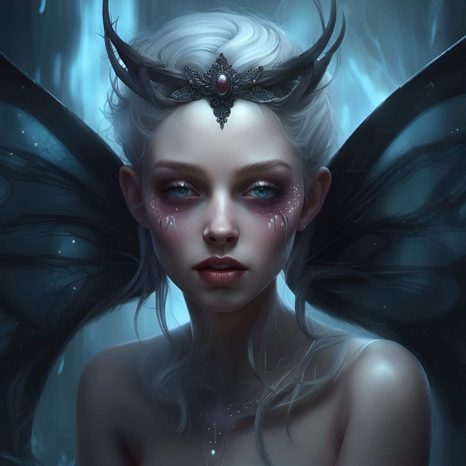 Dark Fantasy Pixie Portrait in Digital Painting Style
