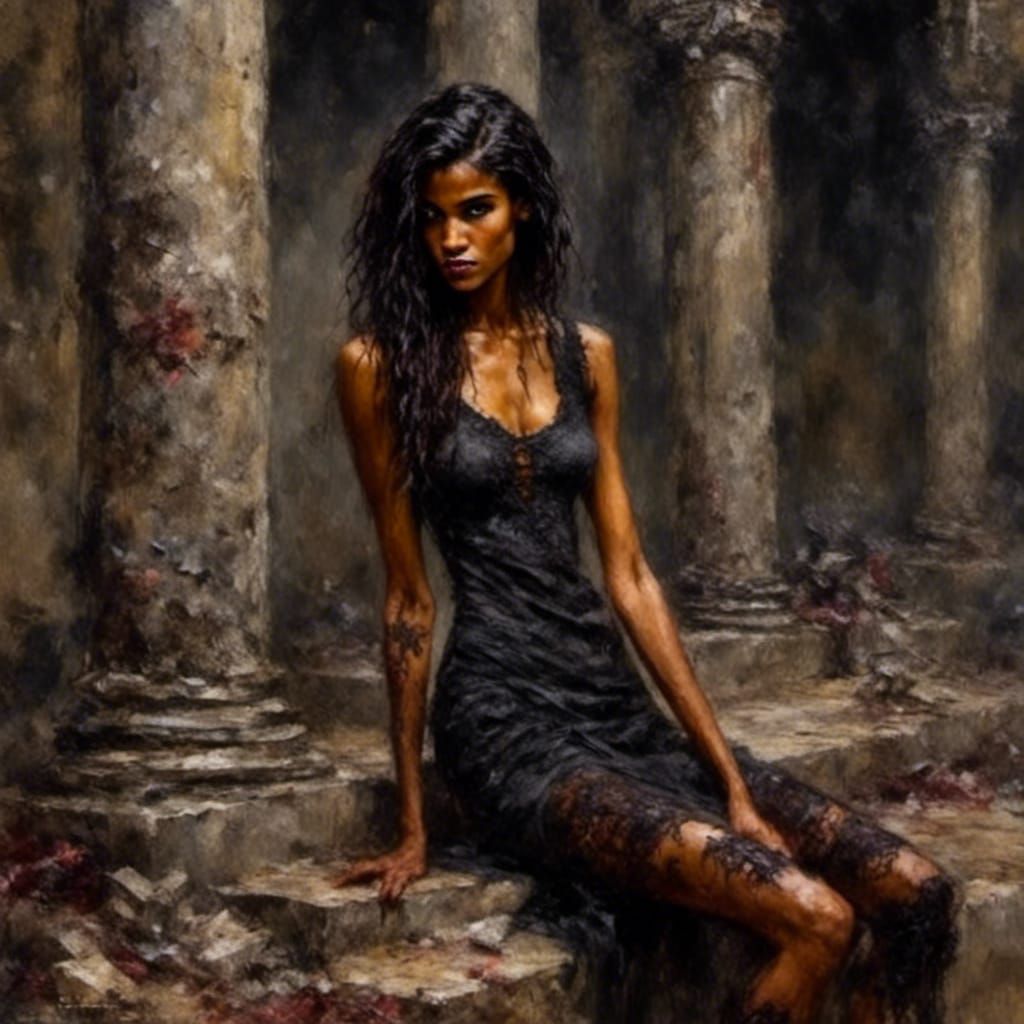 Gothic Impasto Portrait in Dark Style