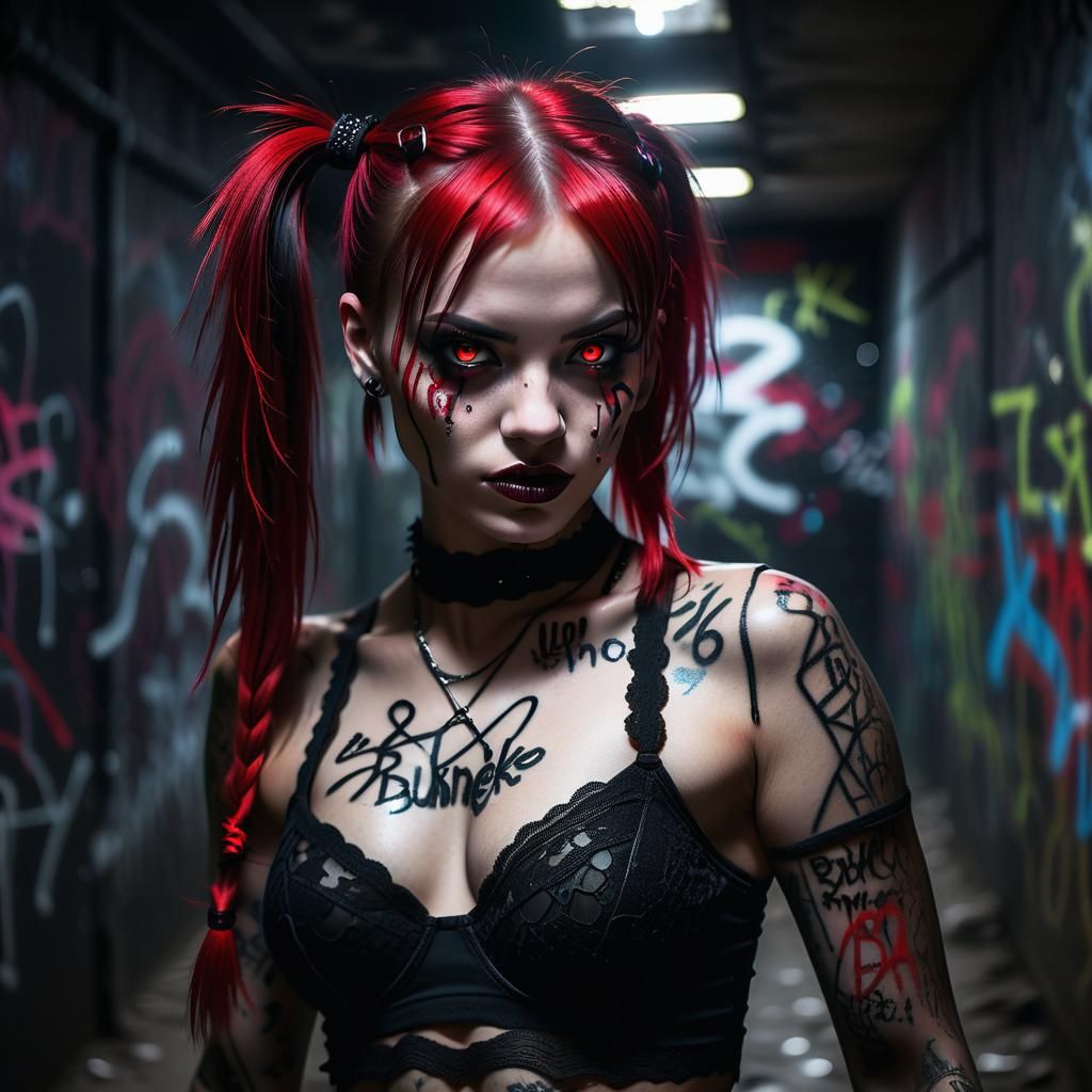 Punk Vampire in Urbex Bunker Photo