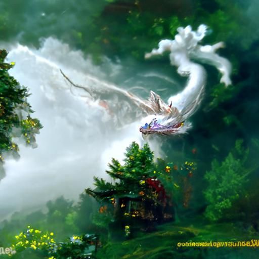 Dragon Flying in a Storm: Ethereal Fantasy Art