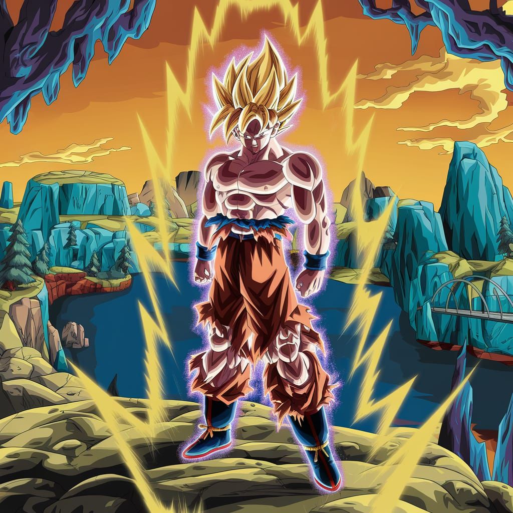 Goku Super Saiyan Aura in Dragon Ball Z Style