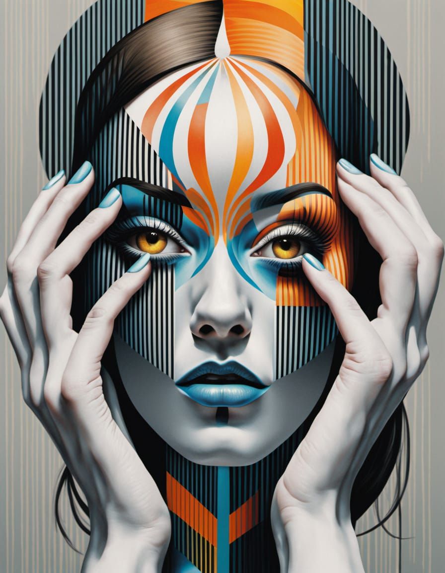 Symmetrical Face in Kaleidoscopic Geometric Patterns
