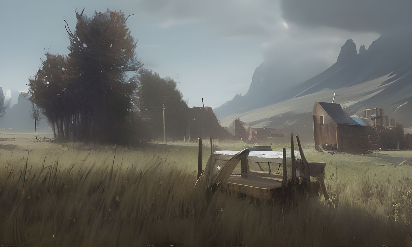 Sinister Countryside Oil Painting