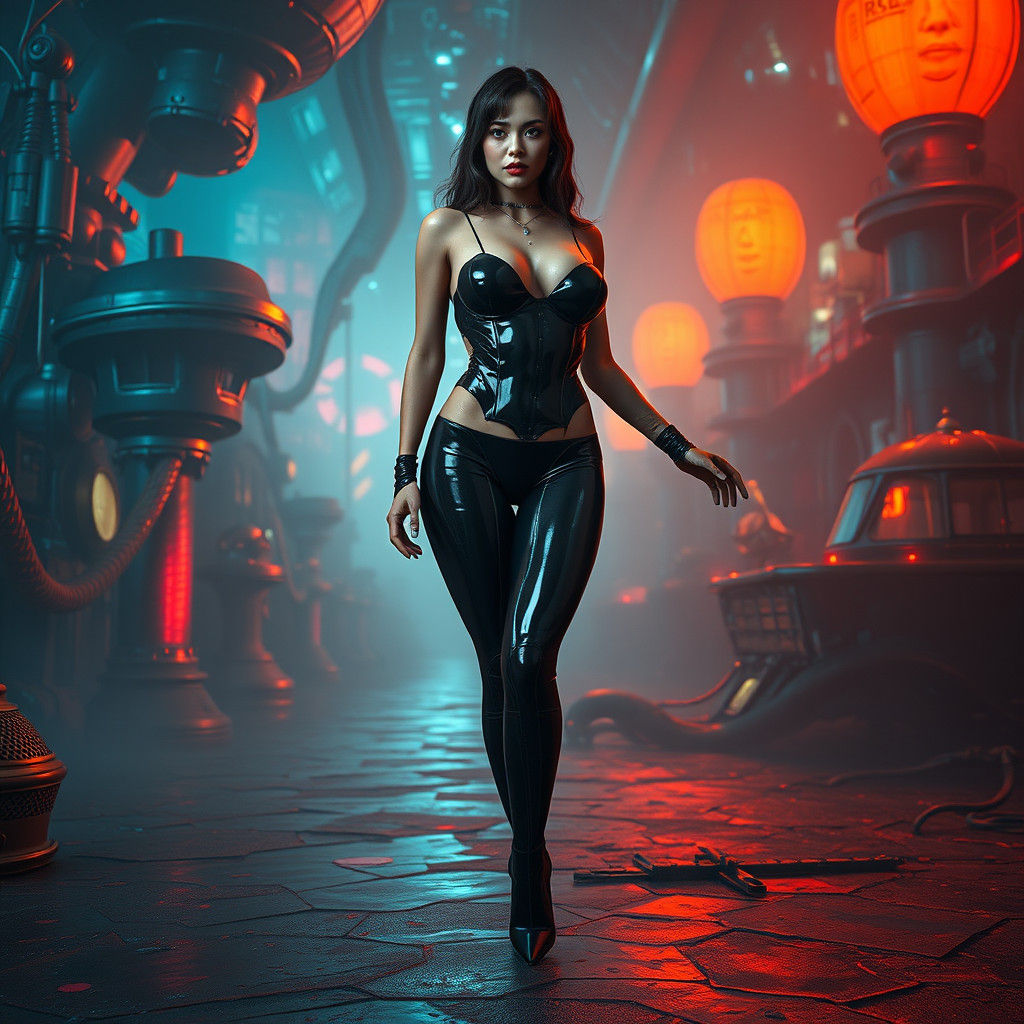 Futuristic Dominatrix in Dystopian Cyberpunk Art