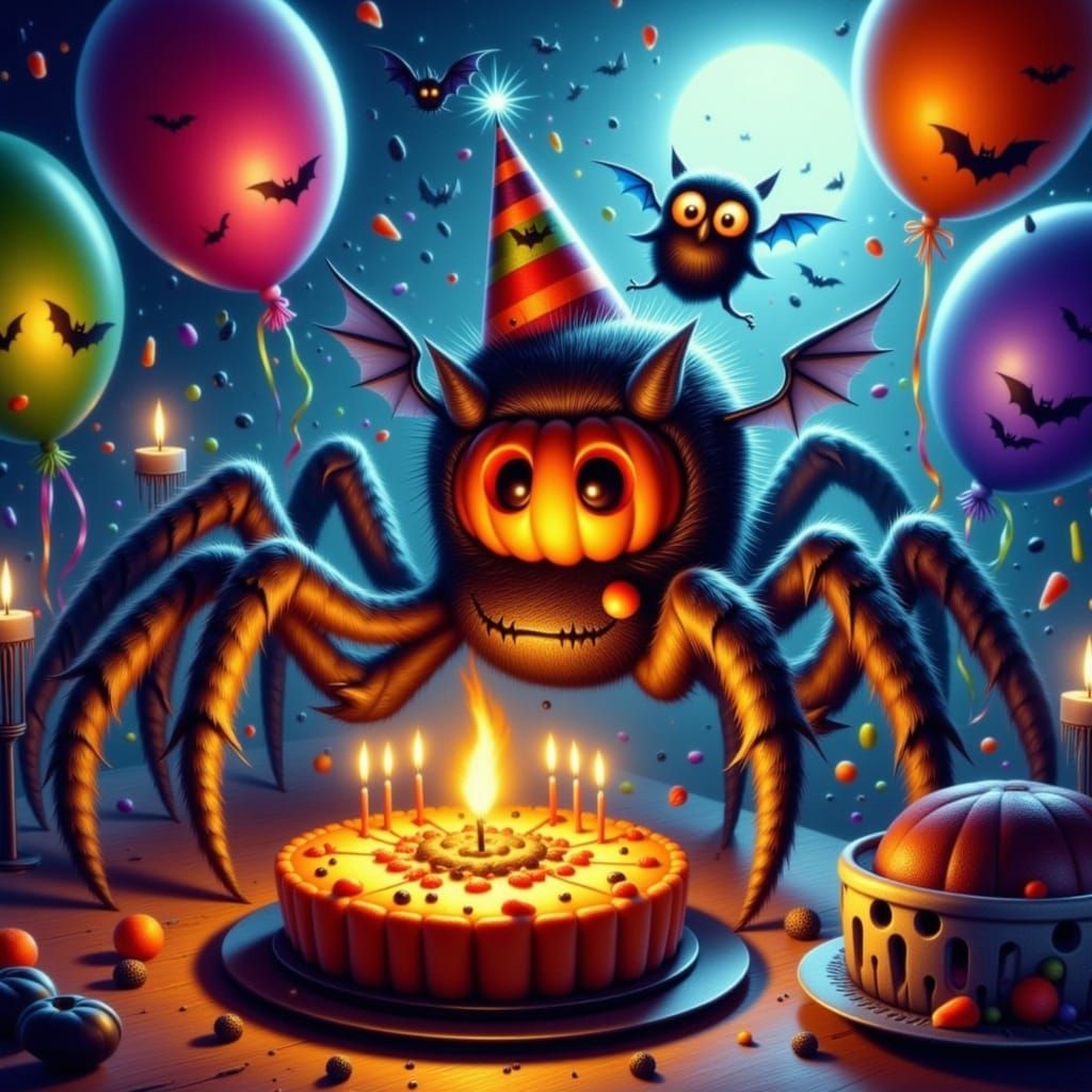 Whimsical Halloween Creature at Birthday Party