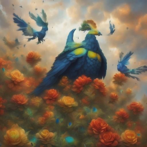 Dandelion Flower Priestess Portrait in Art Nouveau Style