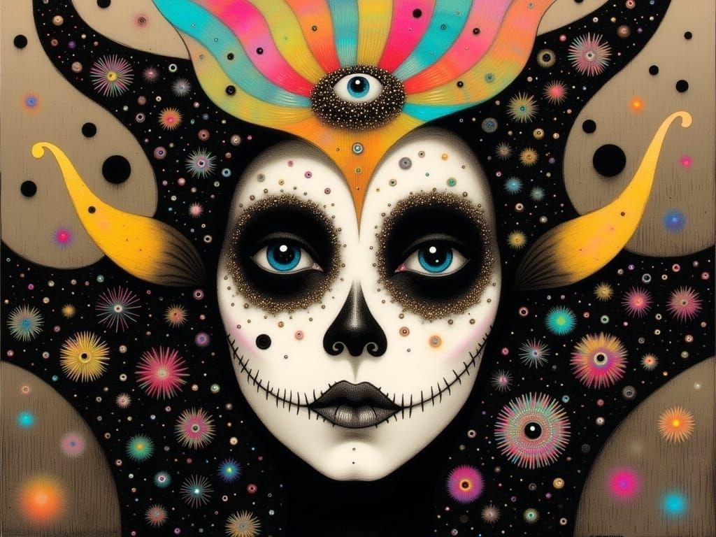 Day of the Dead Masks in Klimt Pop Art Style