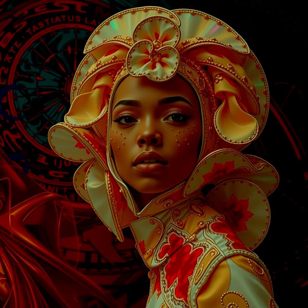 Surreal African Queen in Flamboyant 3D CGI Style