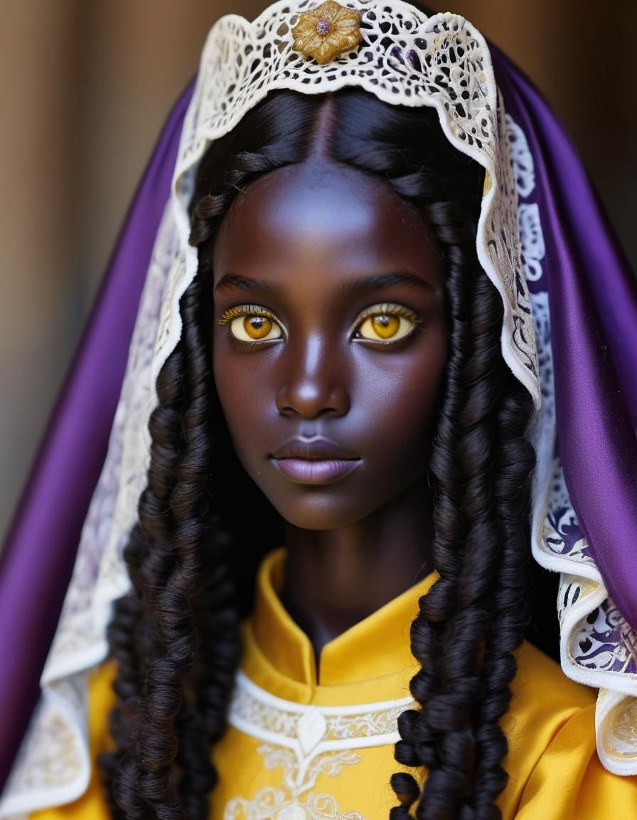 Mother of God with Amber Eyes in Brocade Faience