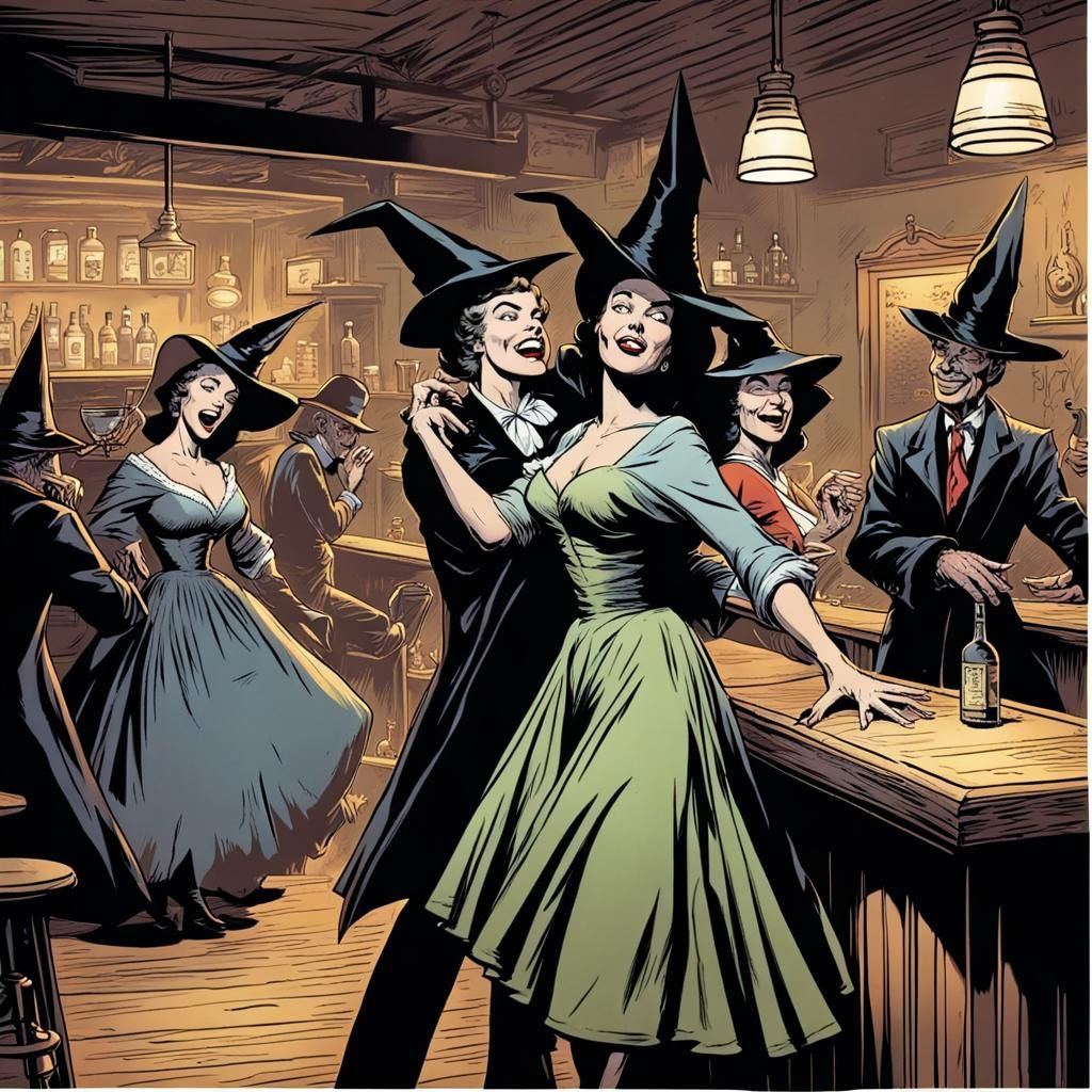 Salem Witches Dance: Comic Book Art