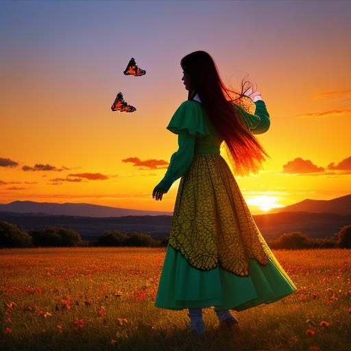 Sunset Butterfly: Love and Blessing in Vibrant Colors