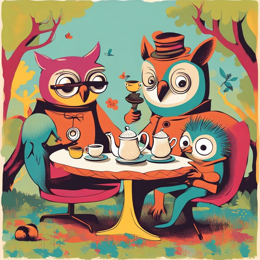 Enchanting Tea Party in Storybook Town: Pop Art